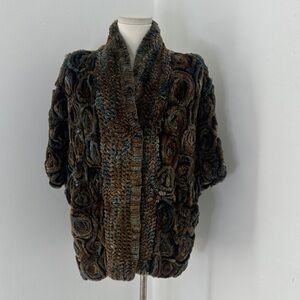Belle Fare Rex Rabbit Knitted Fur Rosette Jacket